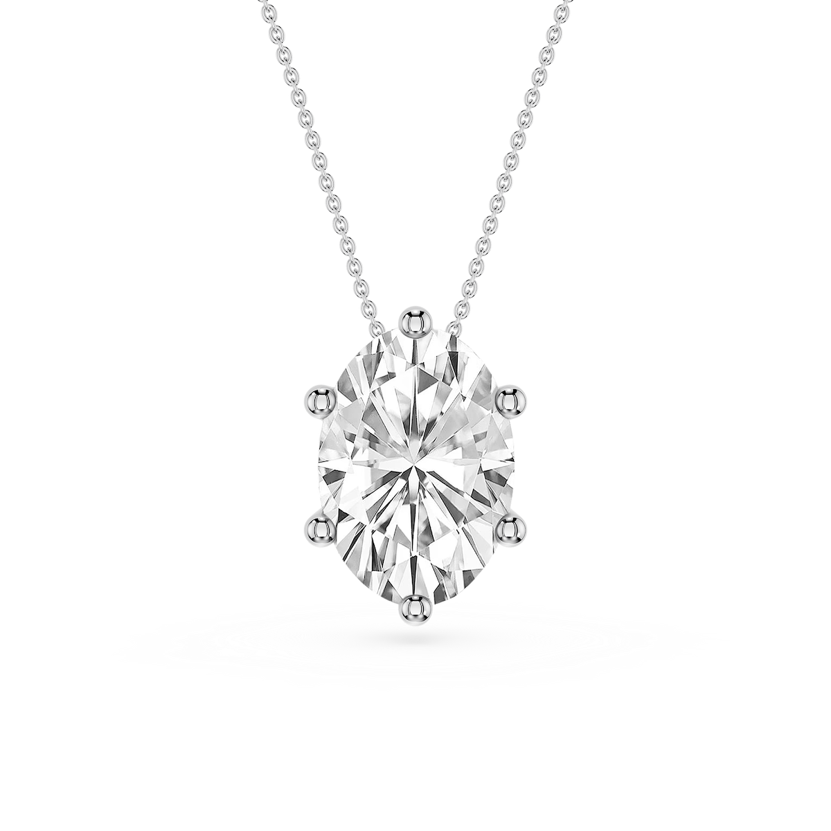 Oval Lab Grown Diamond 6-Prong slide Solitaire Pendant - 16 to 18 Inches