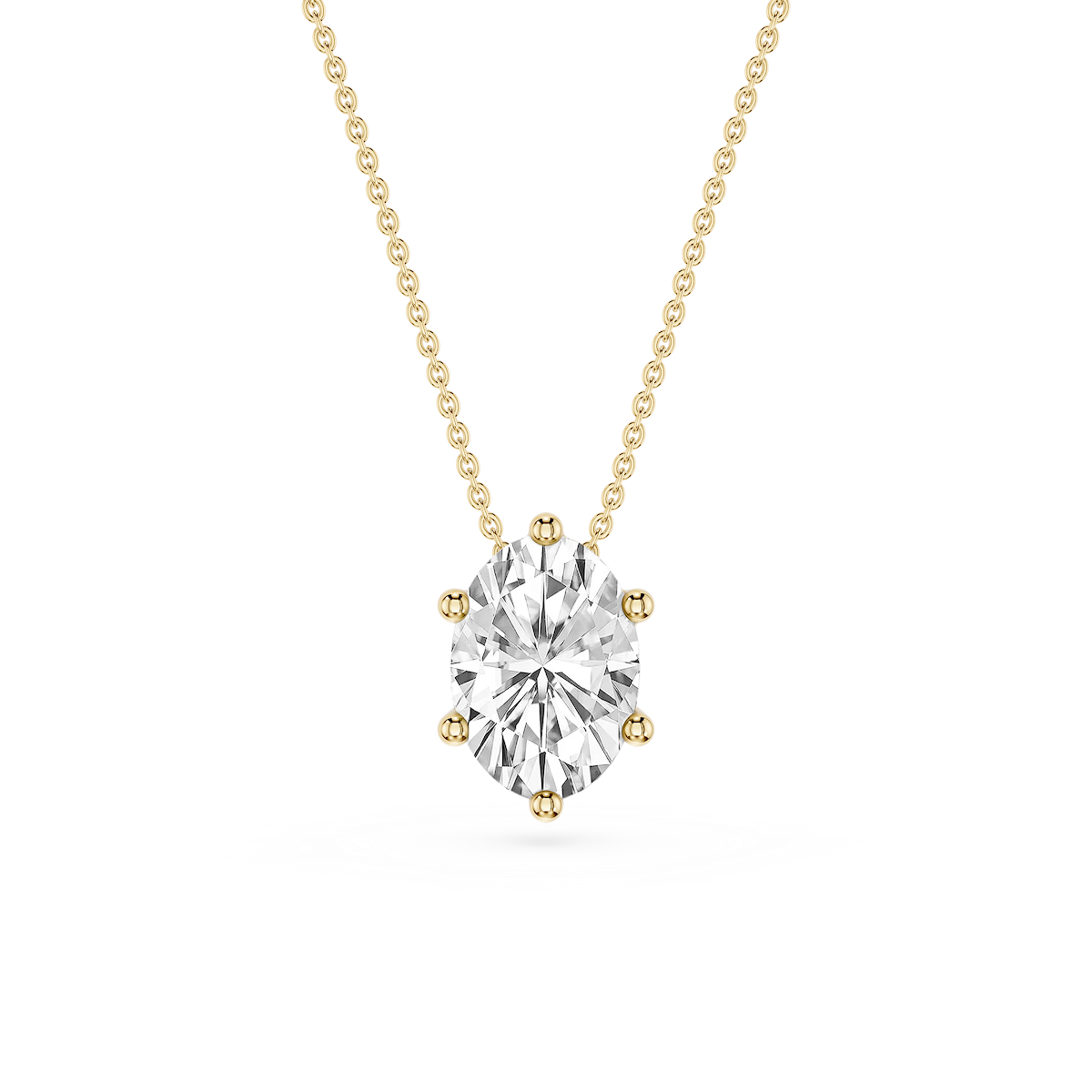 Oval Lab Grown Diamond 6-Prong slide Solitaire Pendant - 16 to 18 Inches