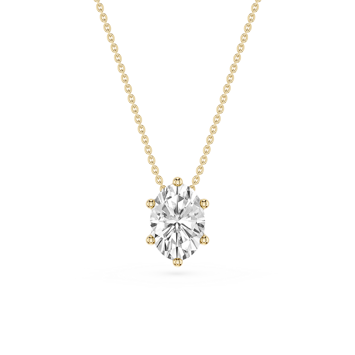 Oval Lab Grown Diamond 6-Prong slide Solitaire Pendant - 16 to 18 Inches