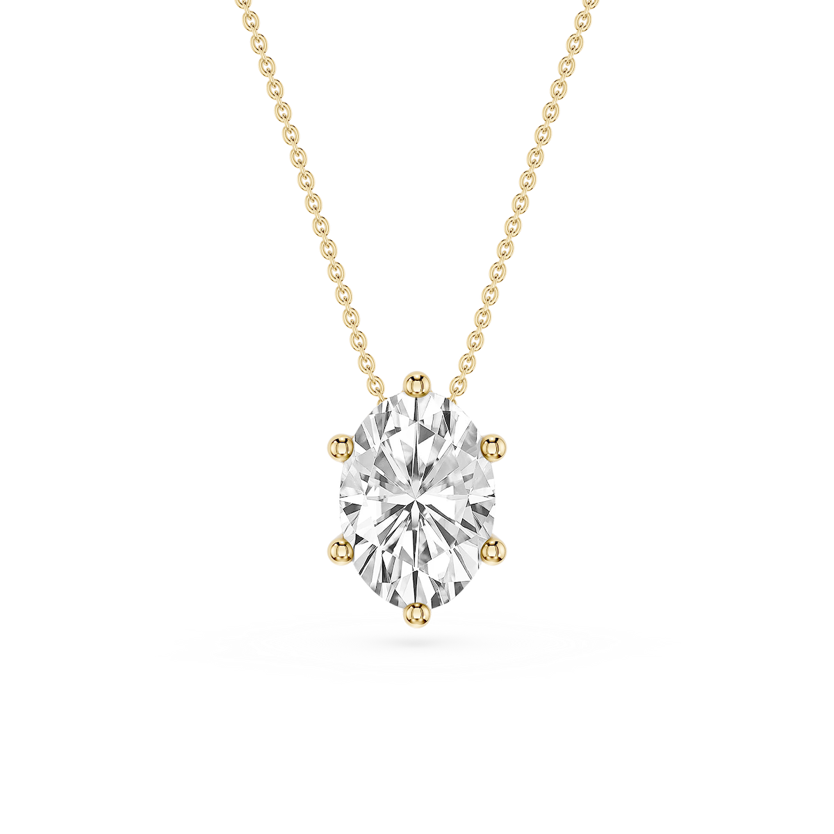 Oval Lab Grown Diamond 6-Prong slide Solitaire Pendant - 16 to 18 Inches