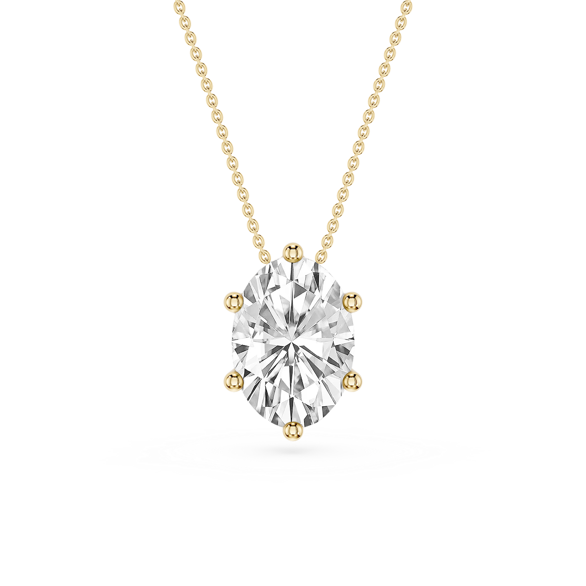 Oval Lab Grown Diamond 6-Prong slide Solitaire Pendant - 16 to 18 Inches