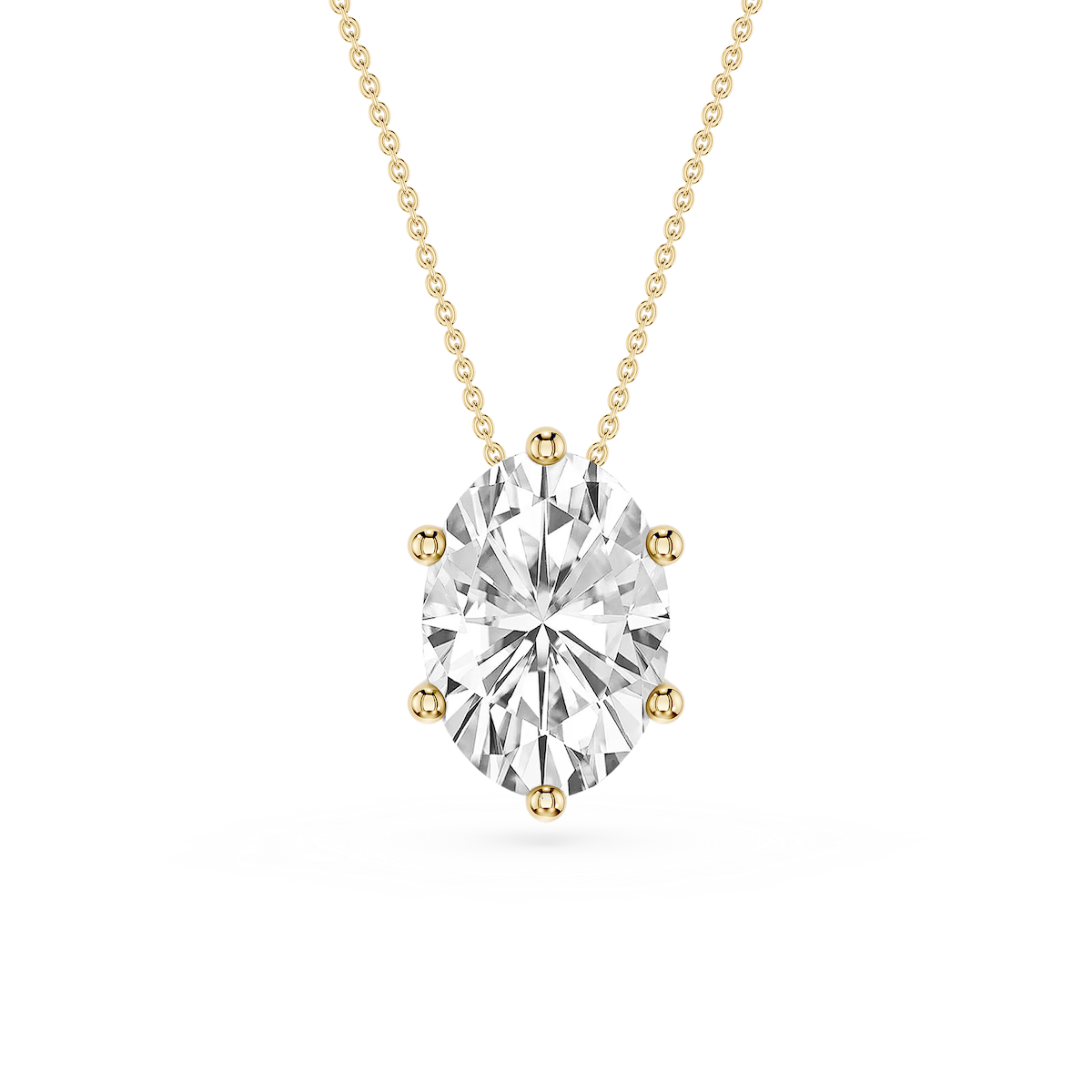 Oval Lab Grown Diamond 6-Prong slide Solitaire Pendant - 16 to 18 Inches