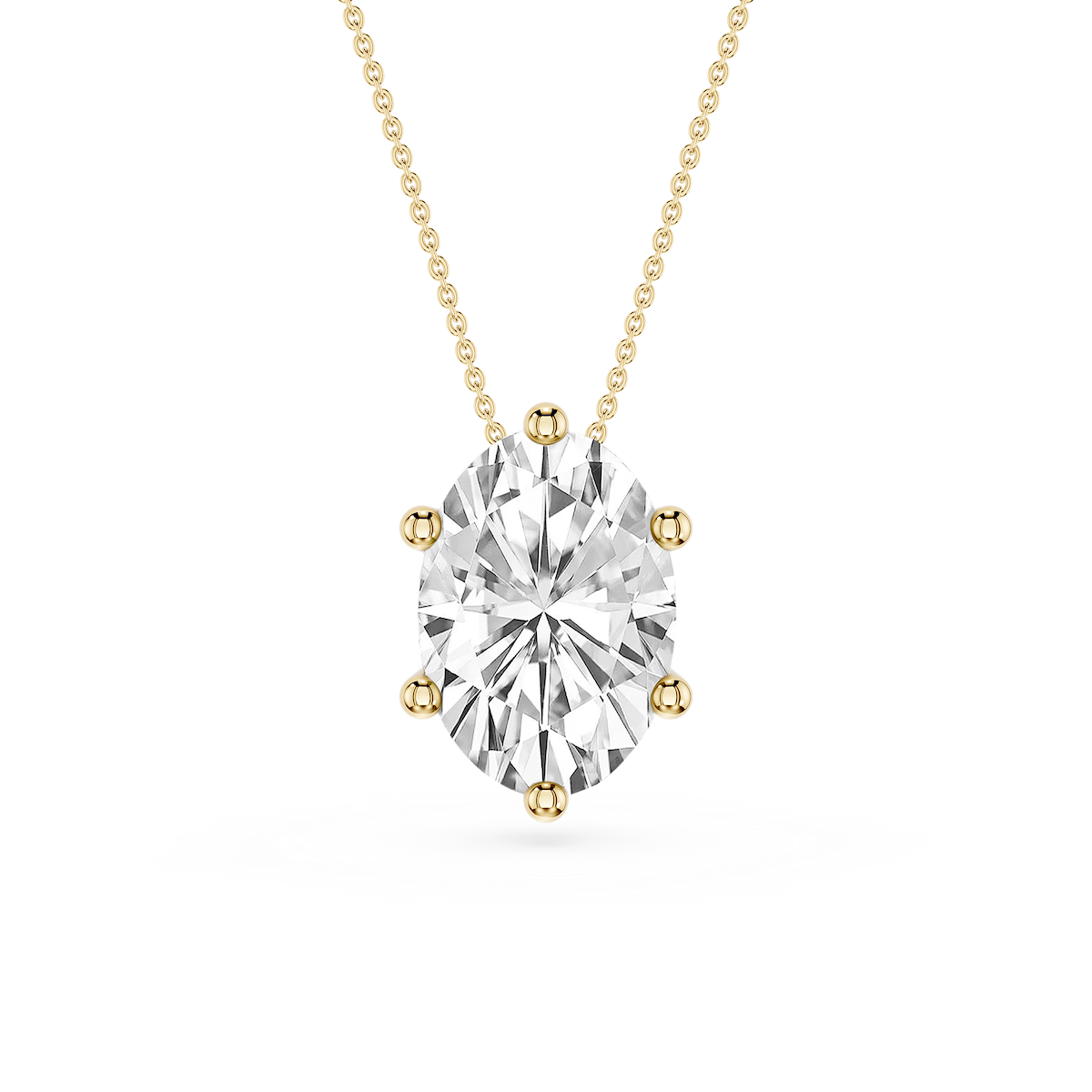 Oval Lab Grown Diamond 6-Prong slide Solitaire Pendant - 16 to 18 Inches