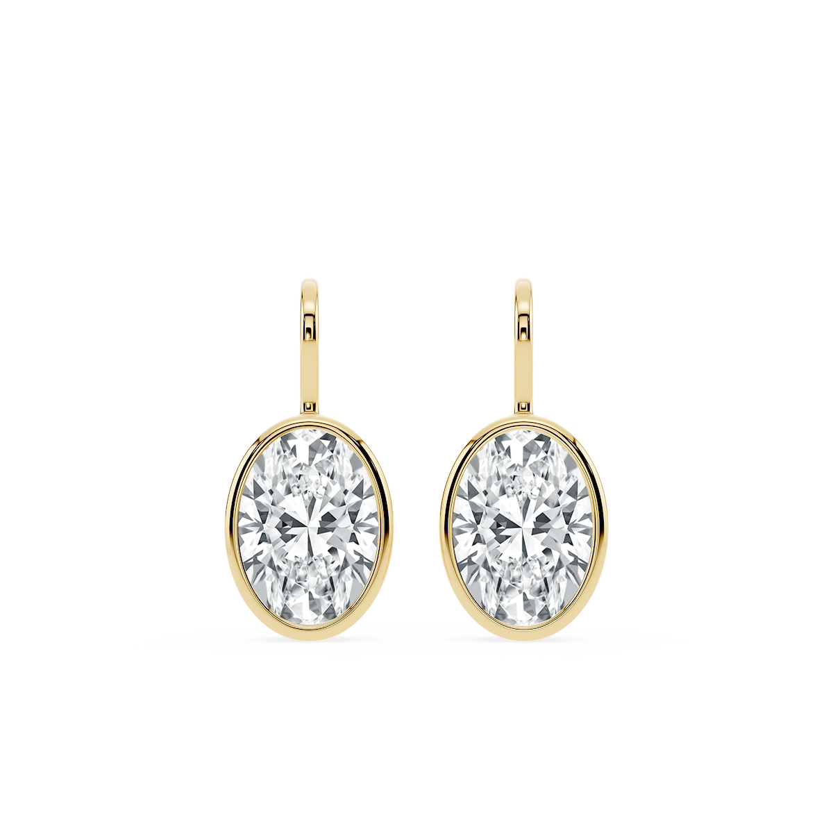 Oval Lab Grown Diamond Bezel Drop Earrings