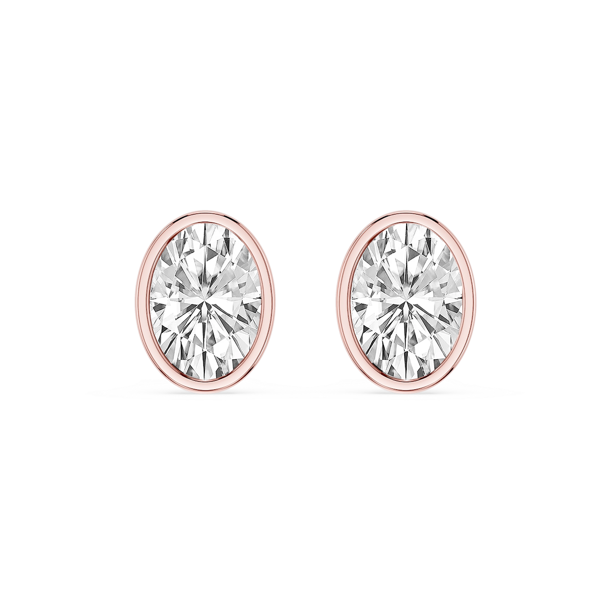 Oval Lab Grown Diamond Bezel Set Certified Stud Earrings