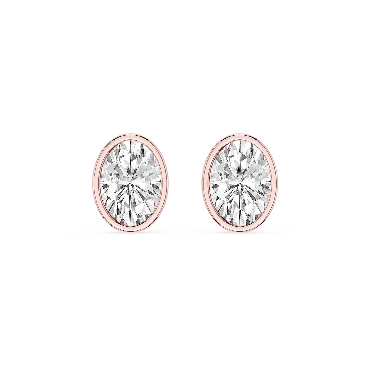 Oval Lab Grown Diamond Bezel Set Certified Stud Earrings