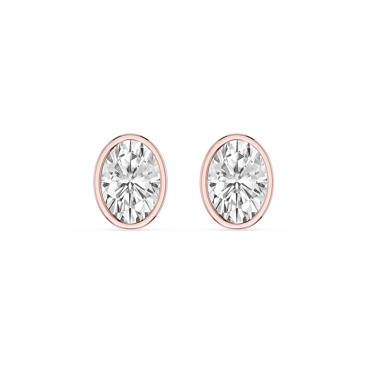 Oval Lab Grown Diamond Bezel Set Certified Stud Earrings