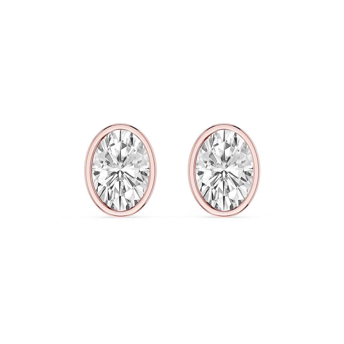 Oval Lab Grown Diamond Bezel Set Certified Stud Earrings