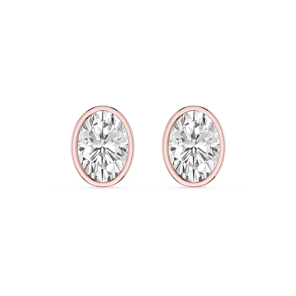 Oval Lab Grown Diamond Bezel Set Certified Stud Earrings
