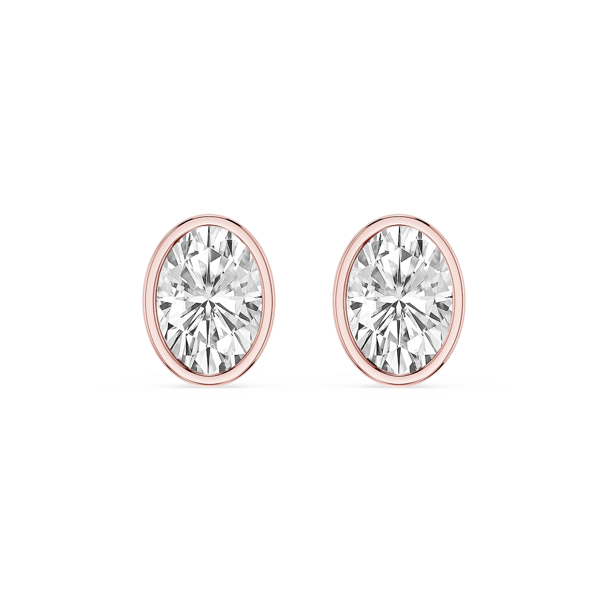 Oval Lab Grown Diamond Bezel Set Certified Stud Earrings