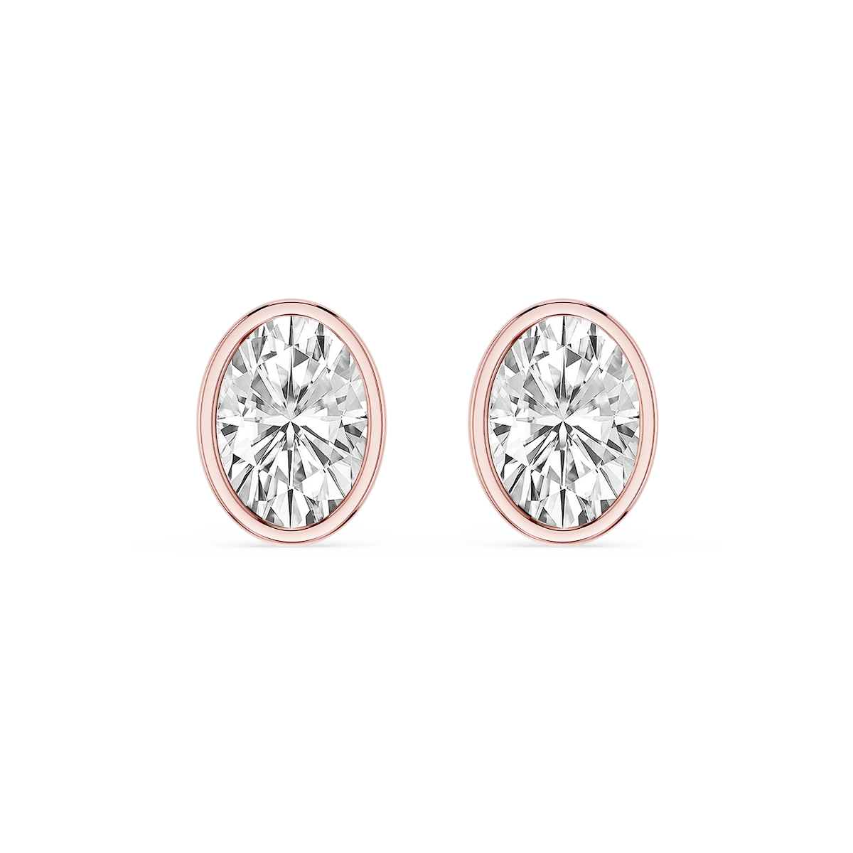Oval Lab Grown Diamond Bezel Set Certified Stud Earrings