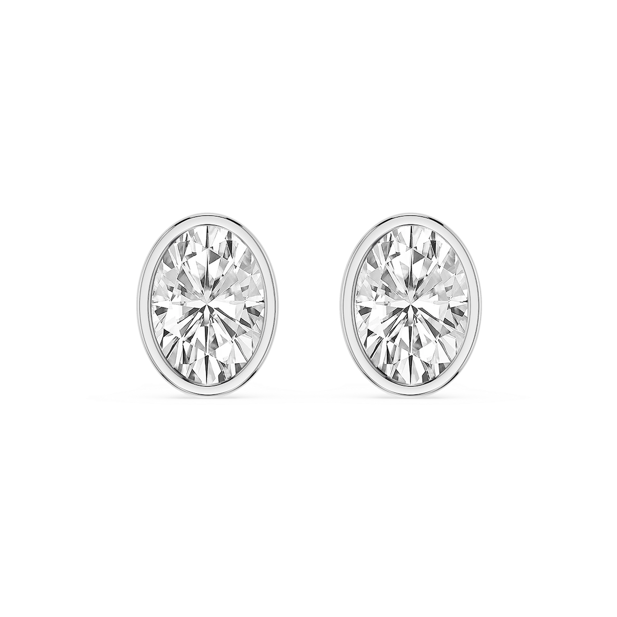 Oval Lab Grown Diamond Bezel Set Certified Stud Earrings