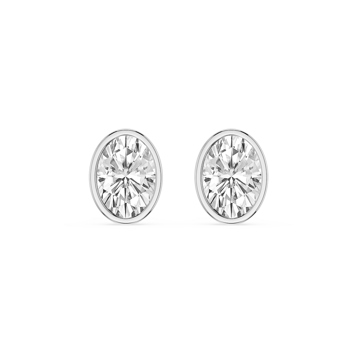 Oval Lab Grown Diamond Bezel Set Certified Stud Earrings