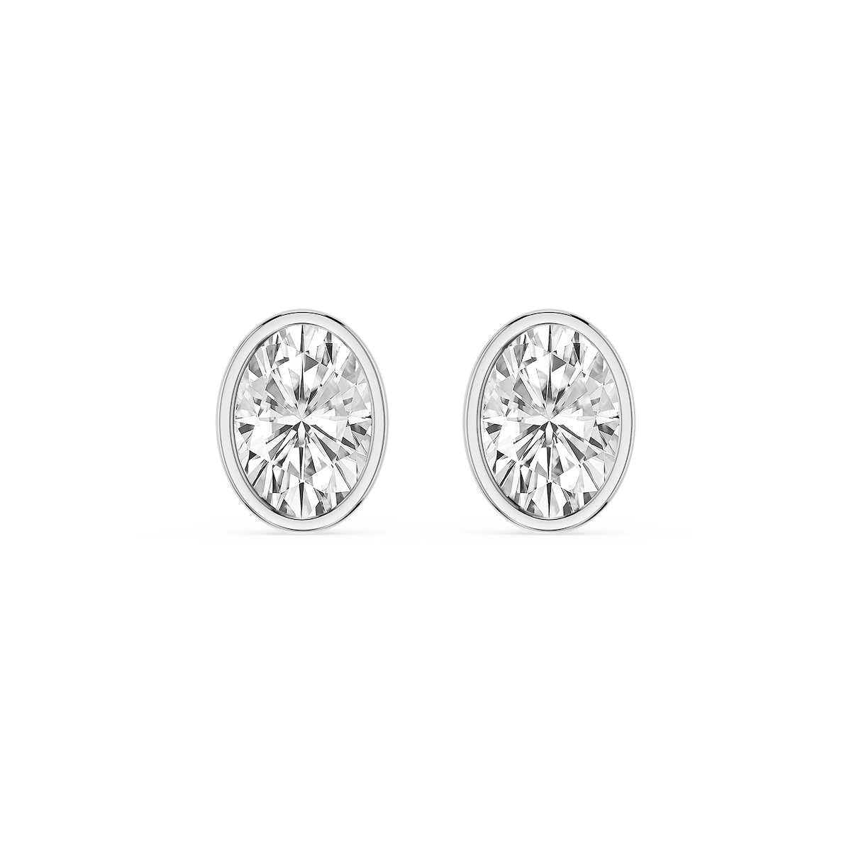 Oval Lab Grown Diamond Bezel Set Certified Stud Earrings
