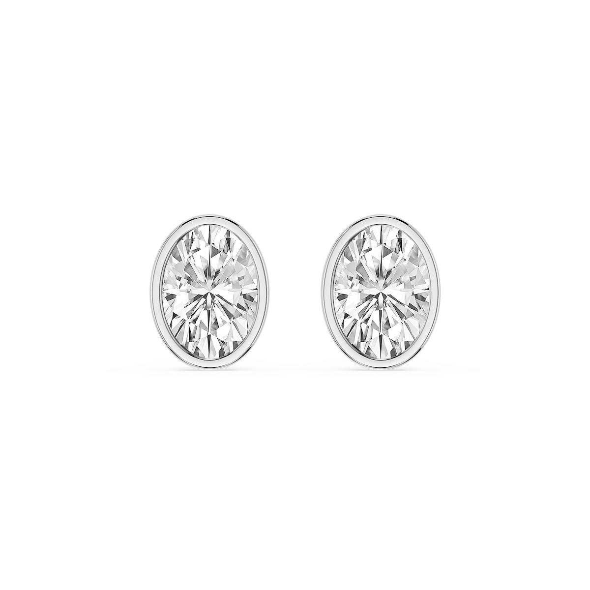Oval Lab Grown Diamond Bezel Set Certified Stud Earrings