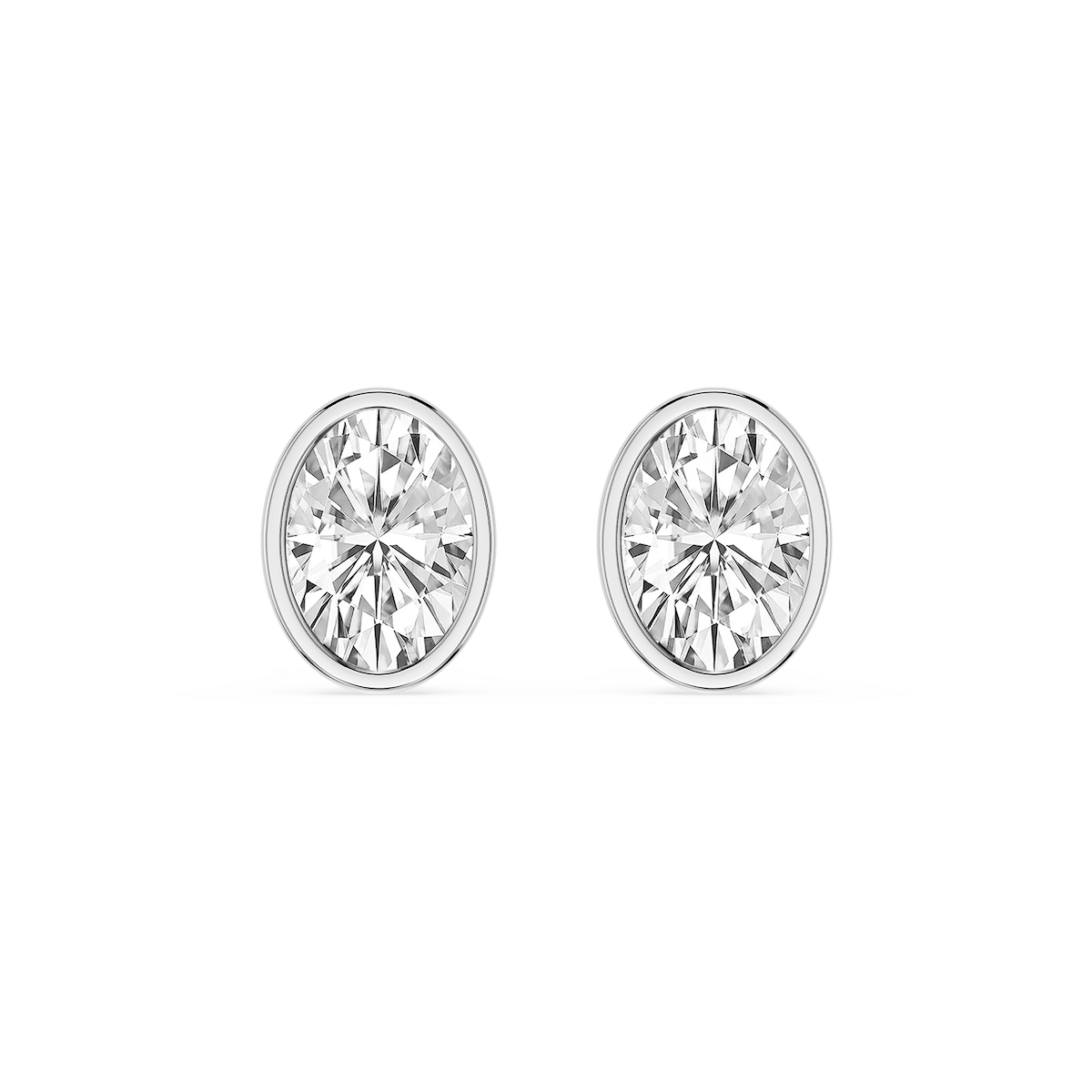 Oval Lab Grown Diamond Bezel Set Certified Stud Earrings