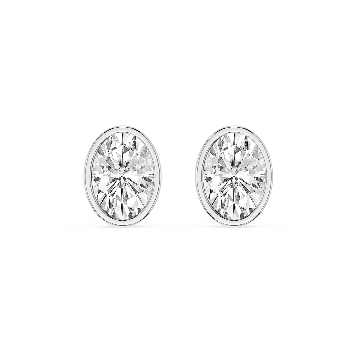 Oval Lab Grown Diamond Bezel Set Certified Stud Earrings