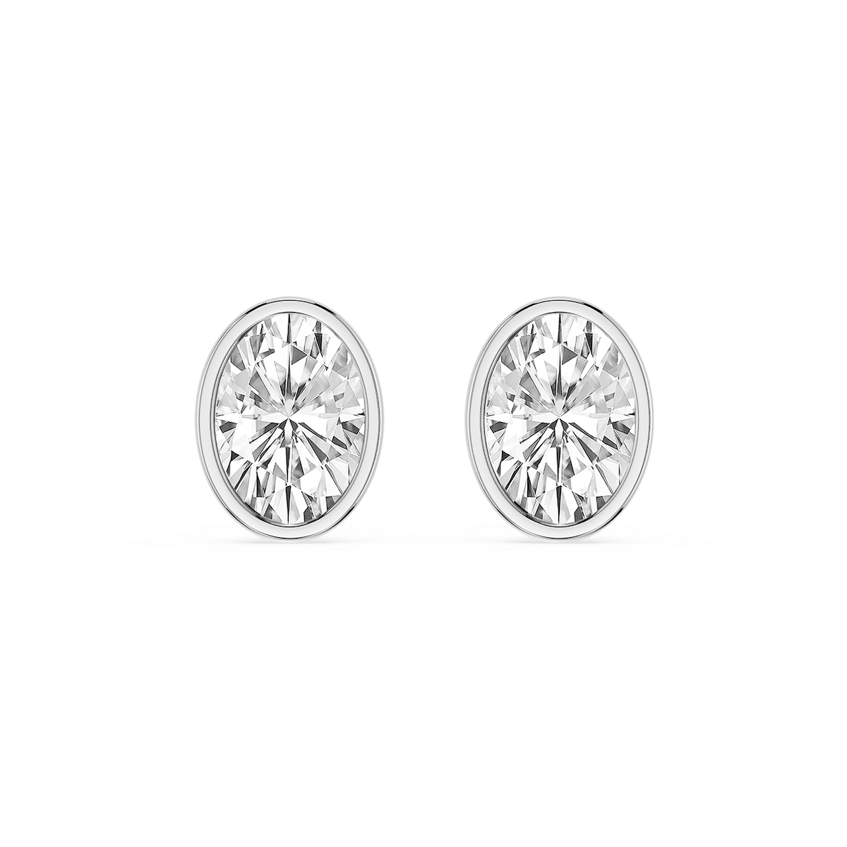Oval Lab Grown Diamond Bezel Set Certified Stud Earrings