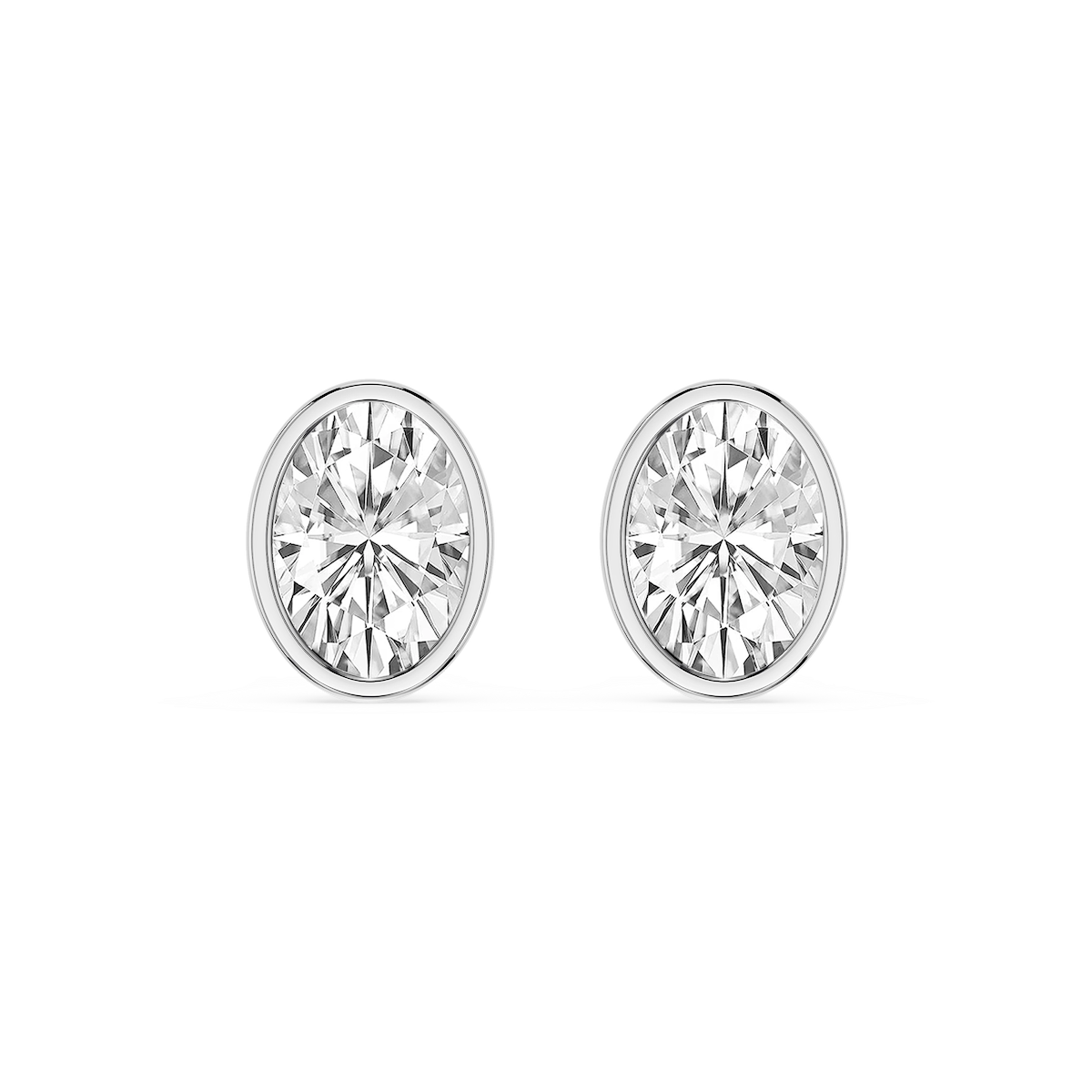 Oval Lab Grown Diamond Bezel Set Certified Stud Earrings