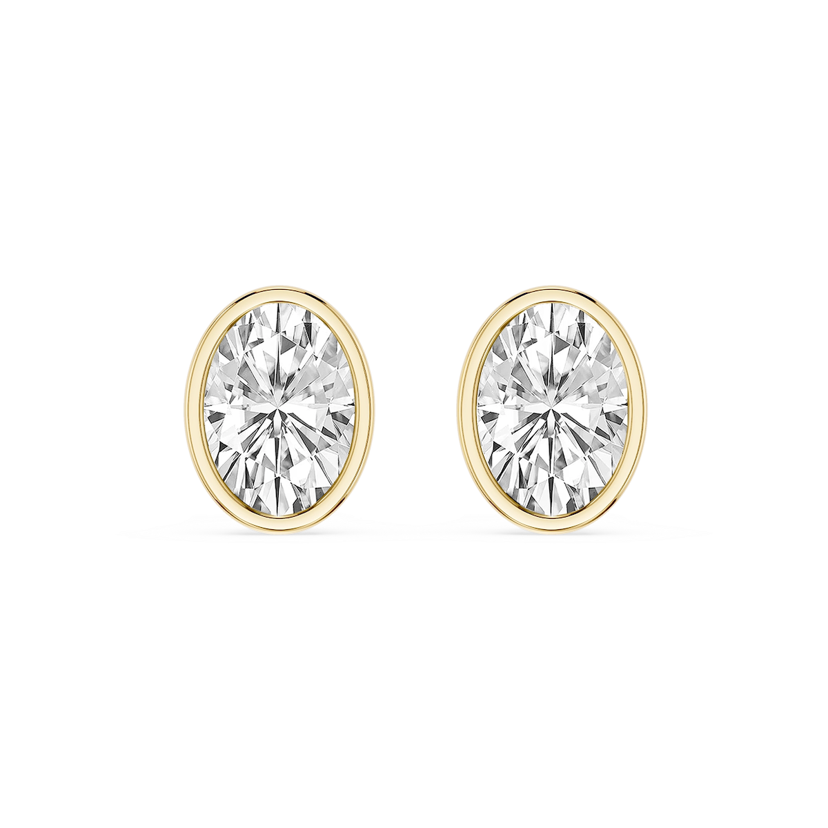 Oval Lab Grown Diamond Bezel Set Certified Stud Earrings