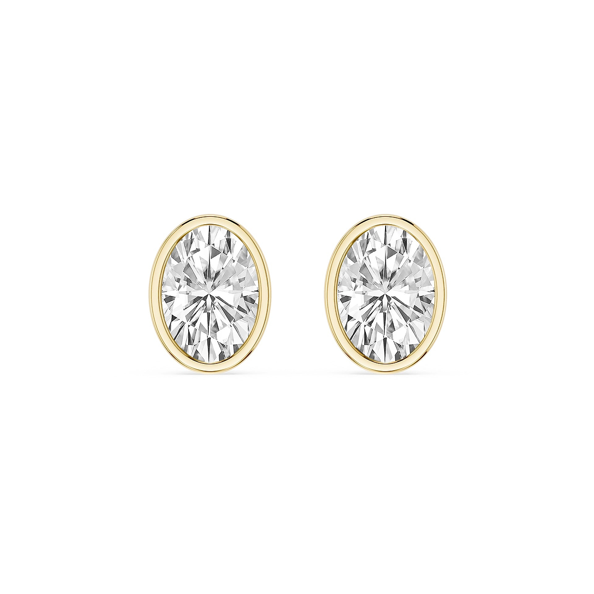 Oval Lab Grown Diamond Bezel Set Certified Stud Earrings
