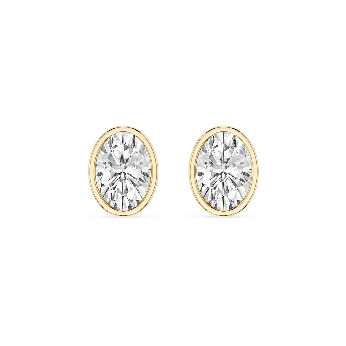 Oval Lab Grown Diamond Bezel Set Certified Stud Earrings