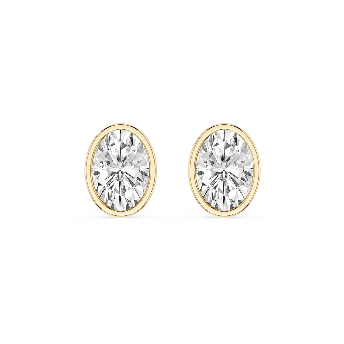 Oval Lab Grown Diamond Bezel Set Certified Stud Earrings