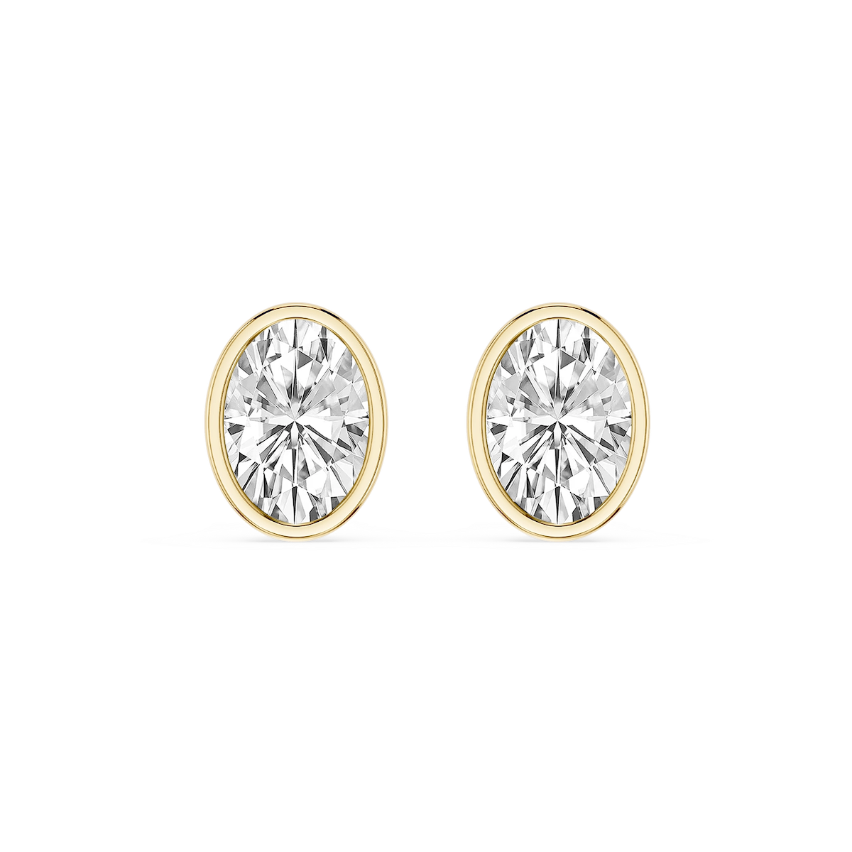 Oval Lab Grown Diamond Bezel Set Certified Stud Earrings