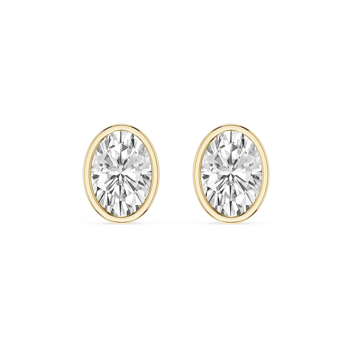 Oval Lab Grown Diamond Bezel Set Certified Stud Earrings