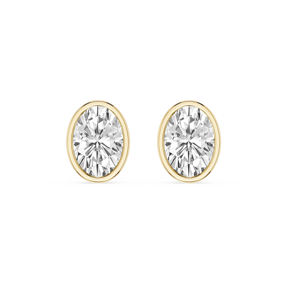 Oval Lab Grown Diamond Bezel Set Certified Stud Earrings