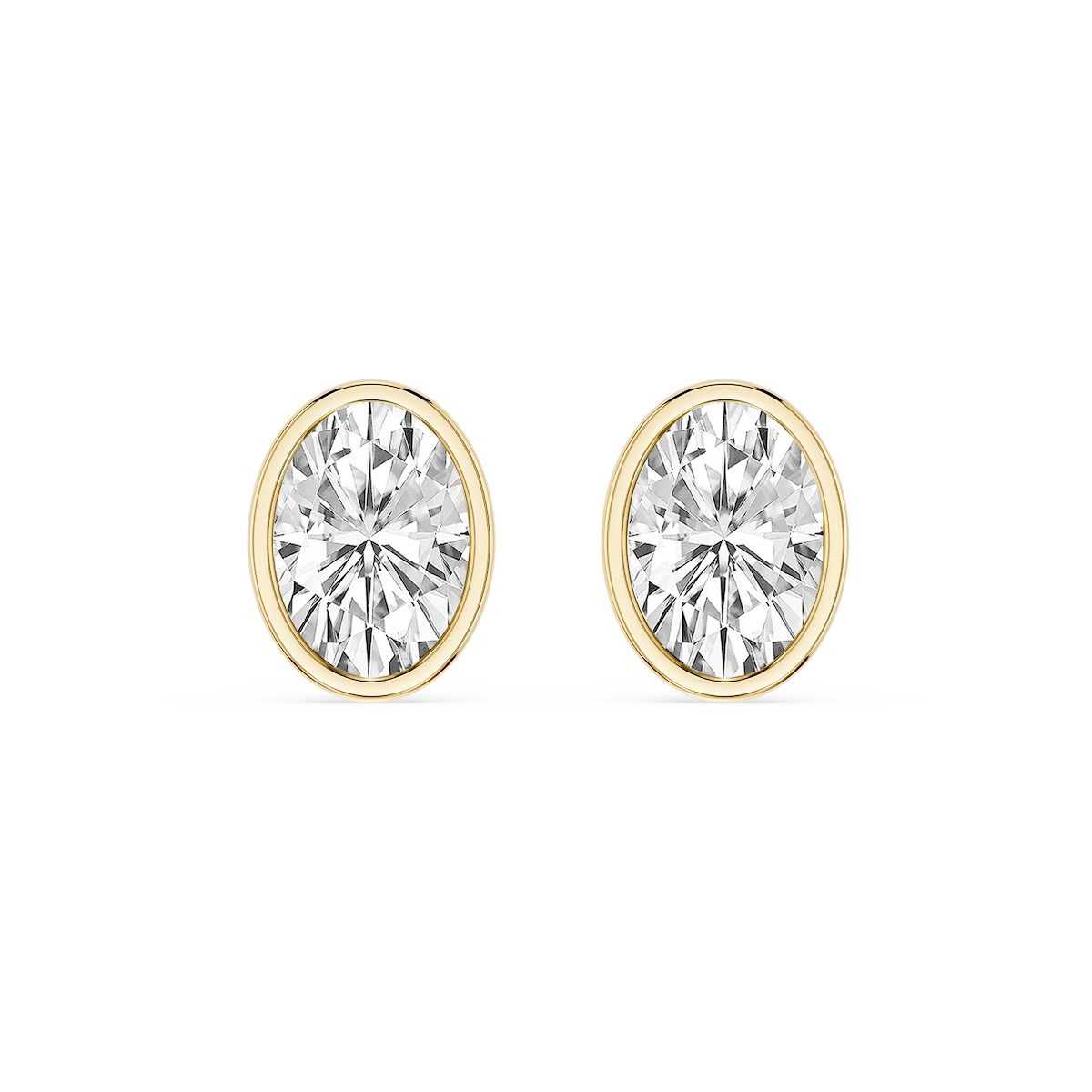 Oval Lab Grown Diamond Bezel Set Certified Stud Earrings