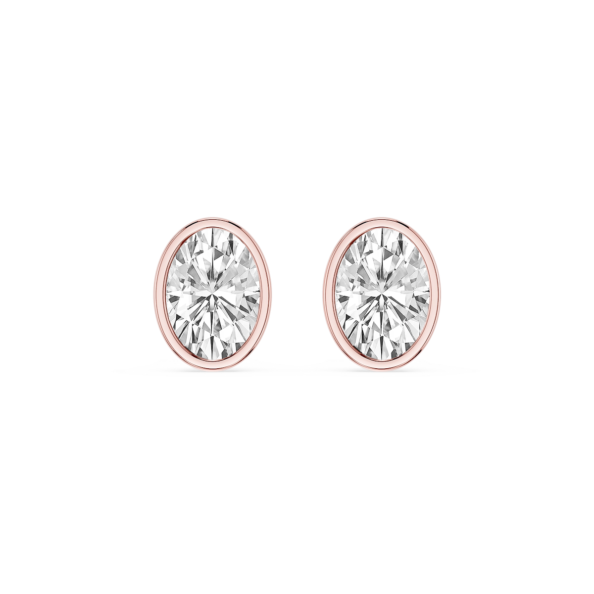 Oval Lab Grown Diamond Bezel Set Stud Earrings