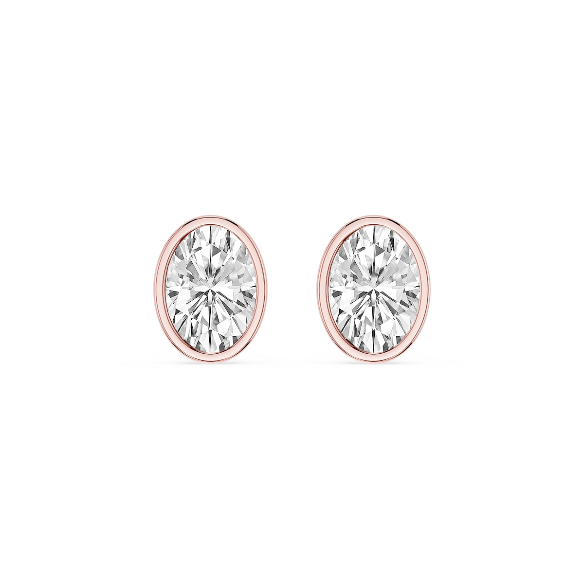 Oval Lab Grown Diamond Bezel Set Stud Earrings