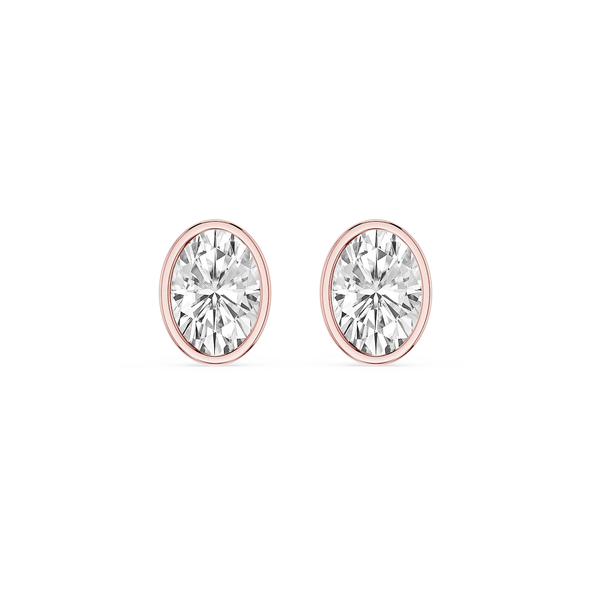 Oval Lab Grown Diamond Bezel Set Stud Earrings