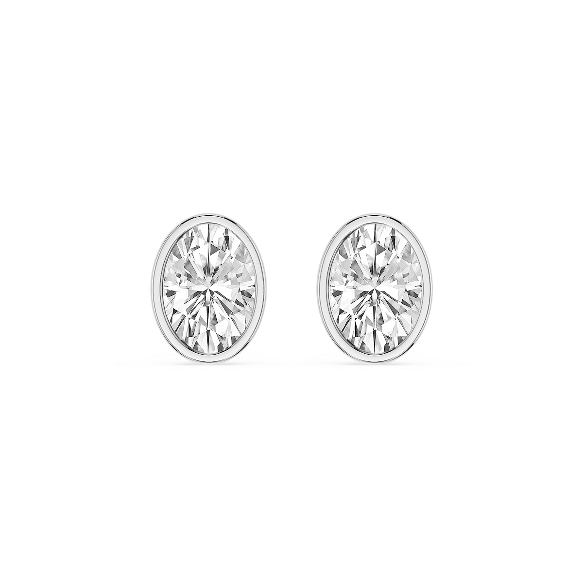 Oval Lab Grown Diamond Bezel Set Stud Earrings