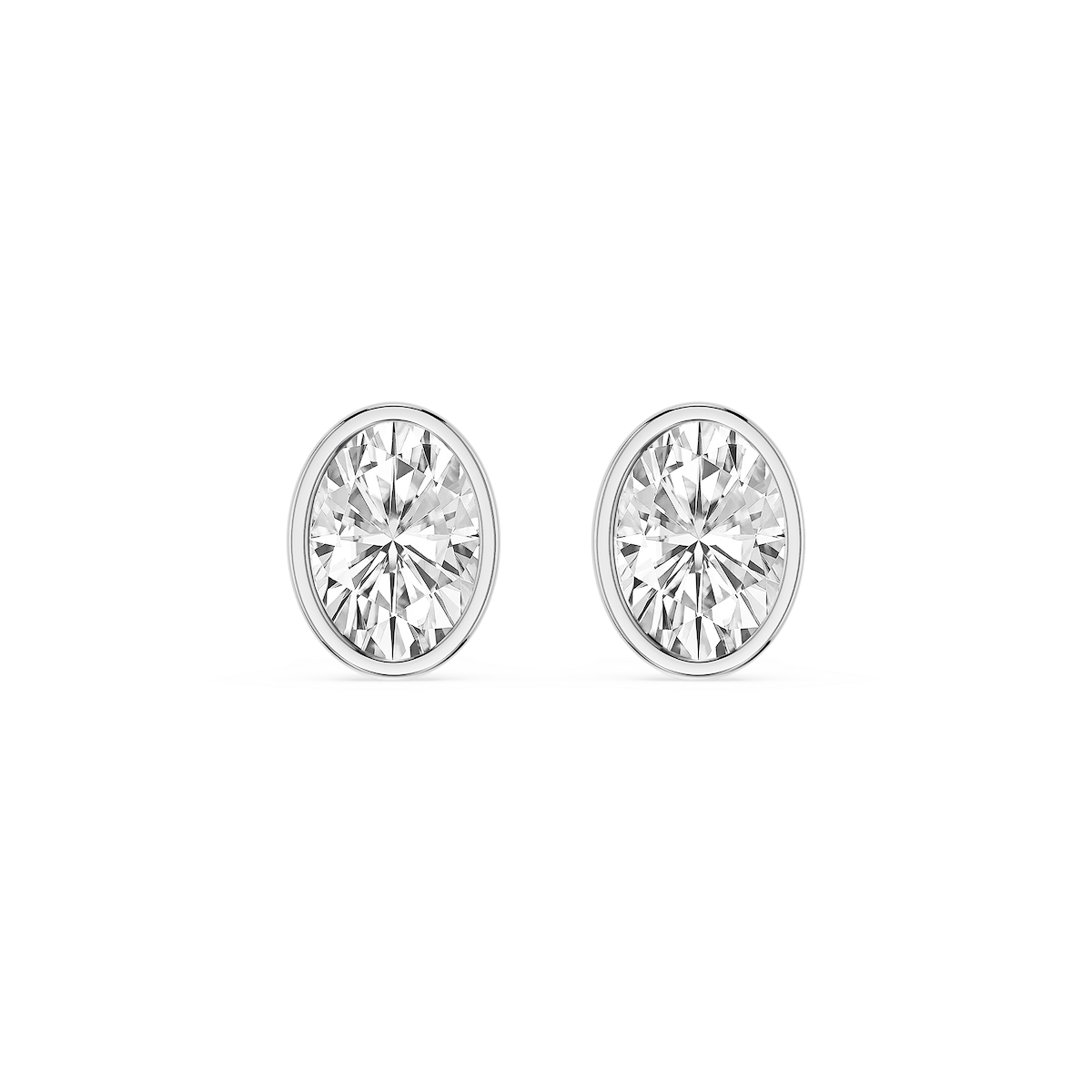 Oval Lab Grown Diamond Bezel Set Stud Earrings