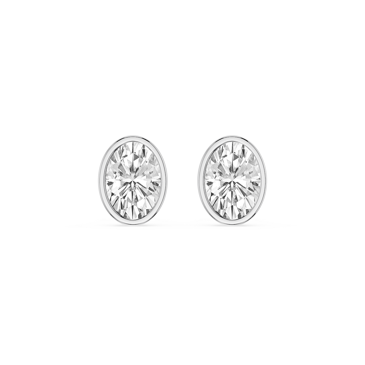 Oval Lab Grown Diamond Bezel Set Stud Earrings