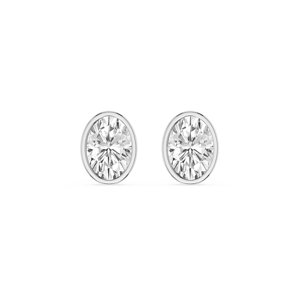 Oval Lab Grown Diamond Bezel Set Stud Earrings