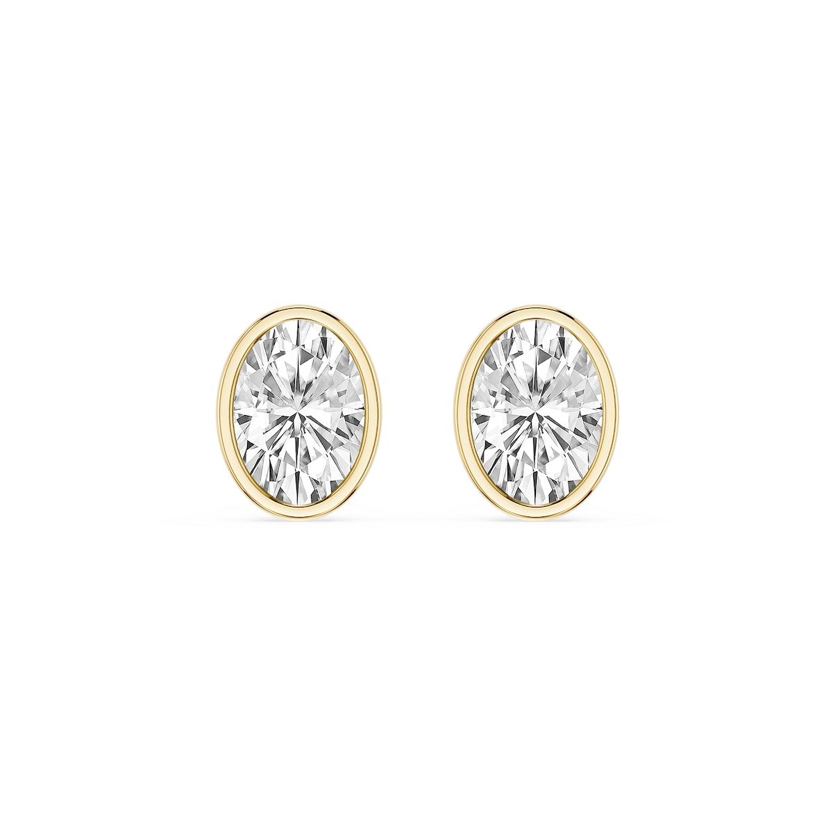 Oval Lab Grown Diamond Bezel Set Stud Earrings