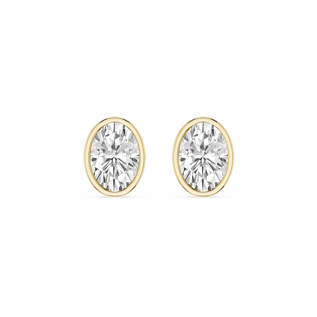 Oval Lab Grown Diamond Bezel Set Stud Earrings