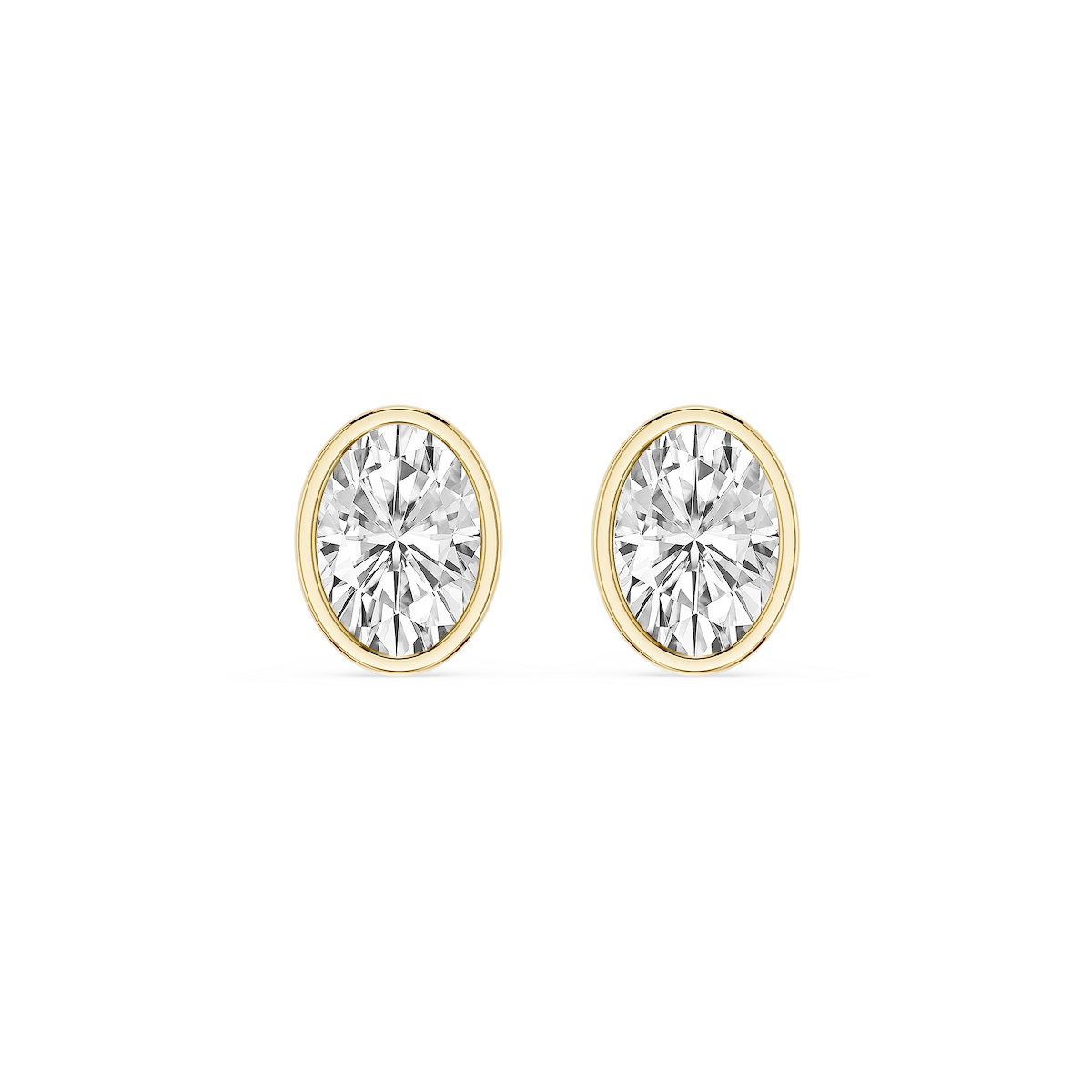 Oval Lab Grown Diamond Bezel Set Stud Earrings