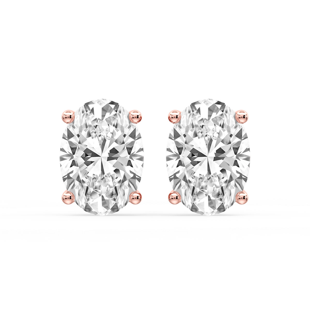 Oval Certified Lab Grown Diamond Classic Four Prong Guardian Back Stud Earrings