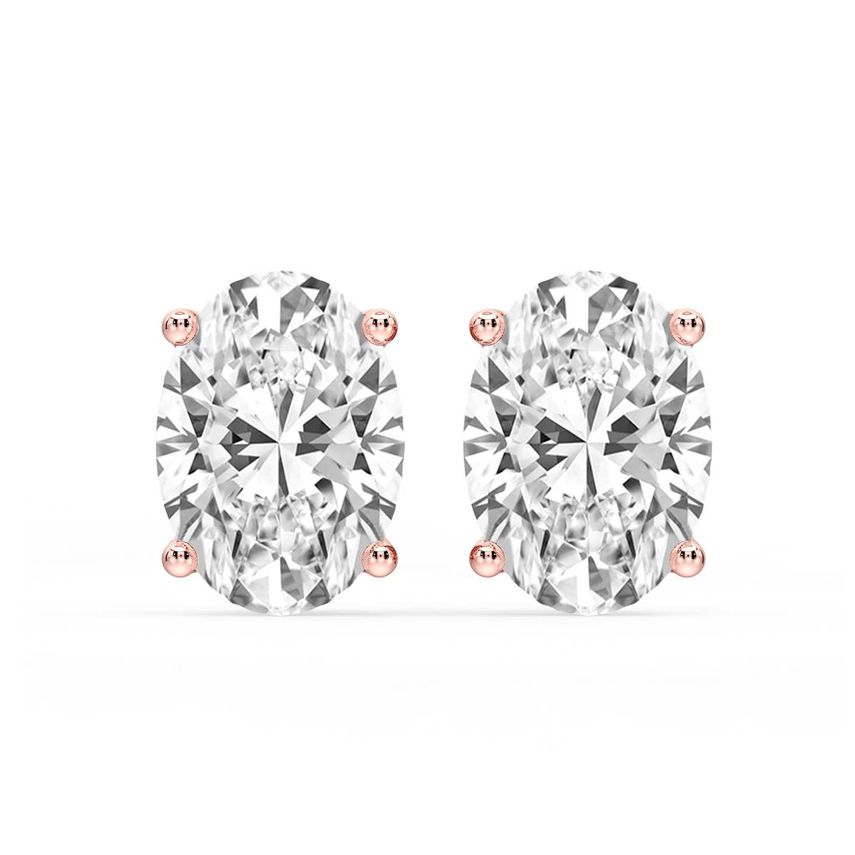 Oval Certified Lab Grown Diamond Classic Four Prong Guardian Back Stud Earrings
