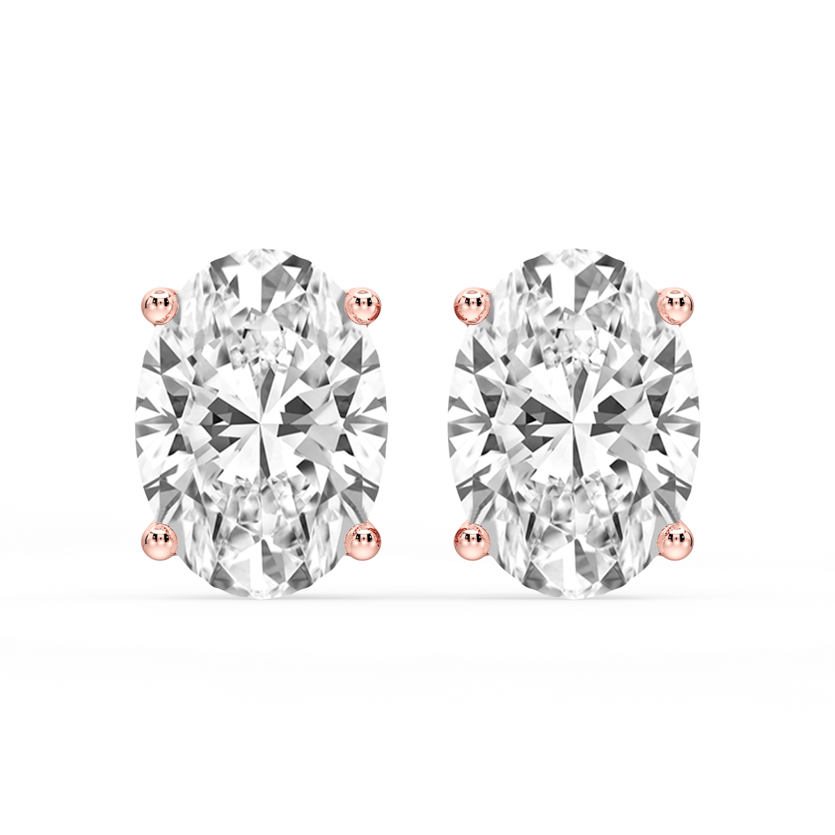 Oval Certified Lab Grown Diamond Classic Four Prong Guardian Back Stud Earrings