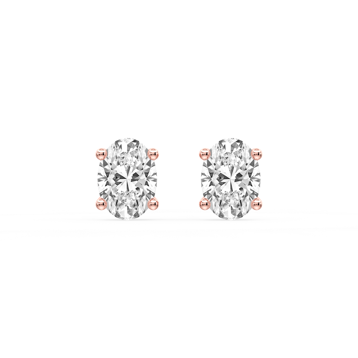 Oval Certified Lab Grown Diamond Classic Four Prong Guardian Back Stud Earrings