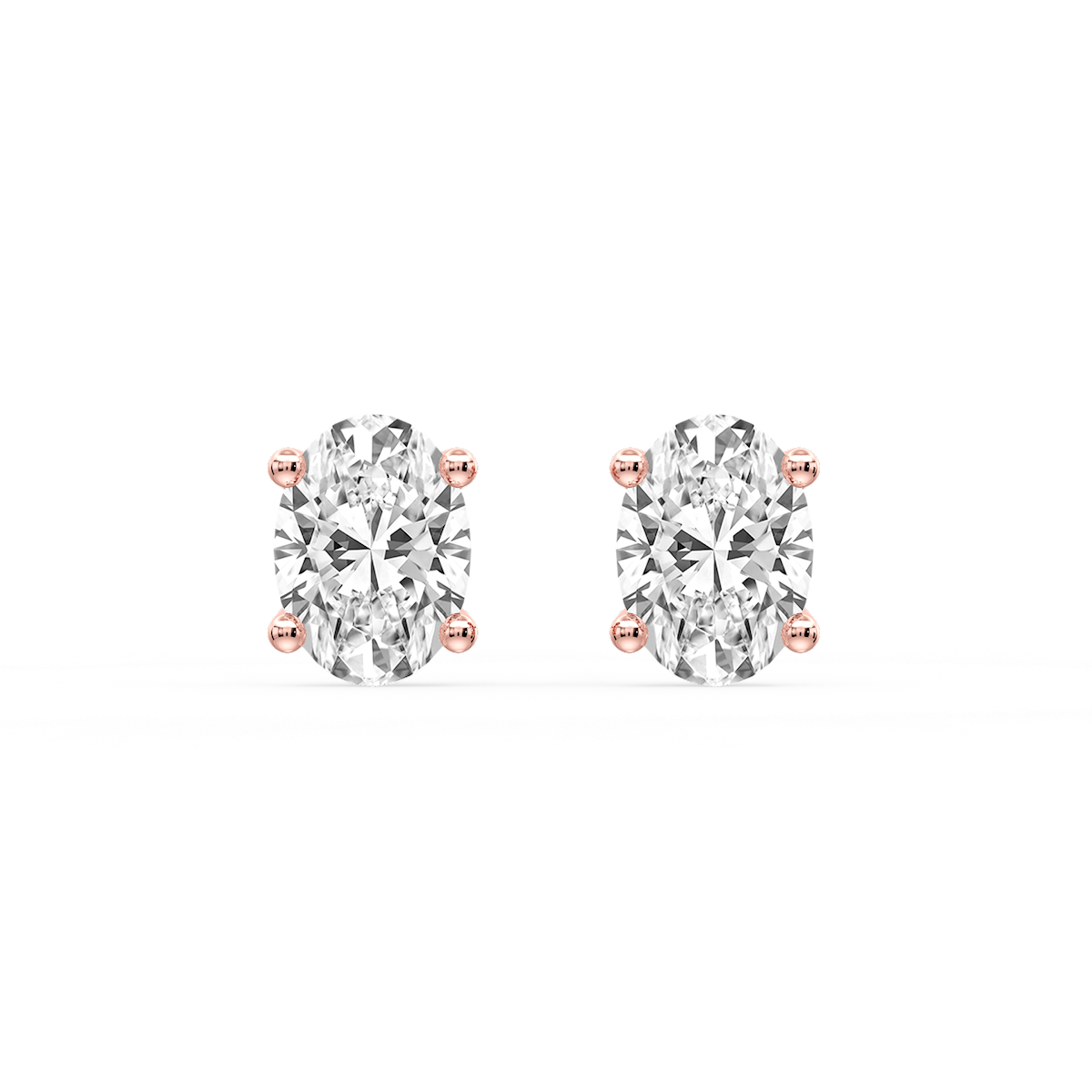 Oval Certified Lab Grown Diamond Classic Four Prong Guardian Back Stud Earrings