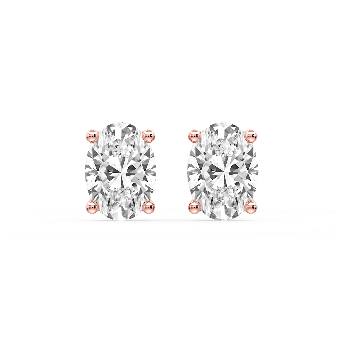 Oval Certified Lab Grown Diamond Classic Four Prong Guardian Back Stud Earrings