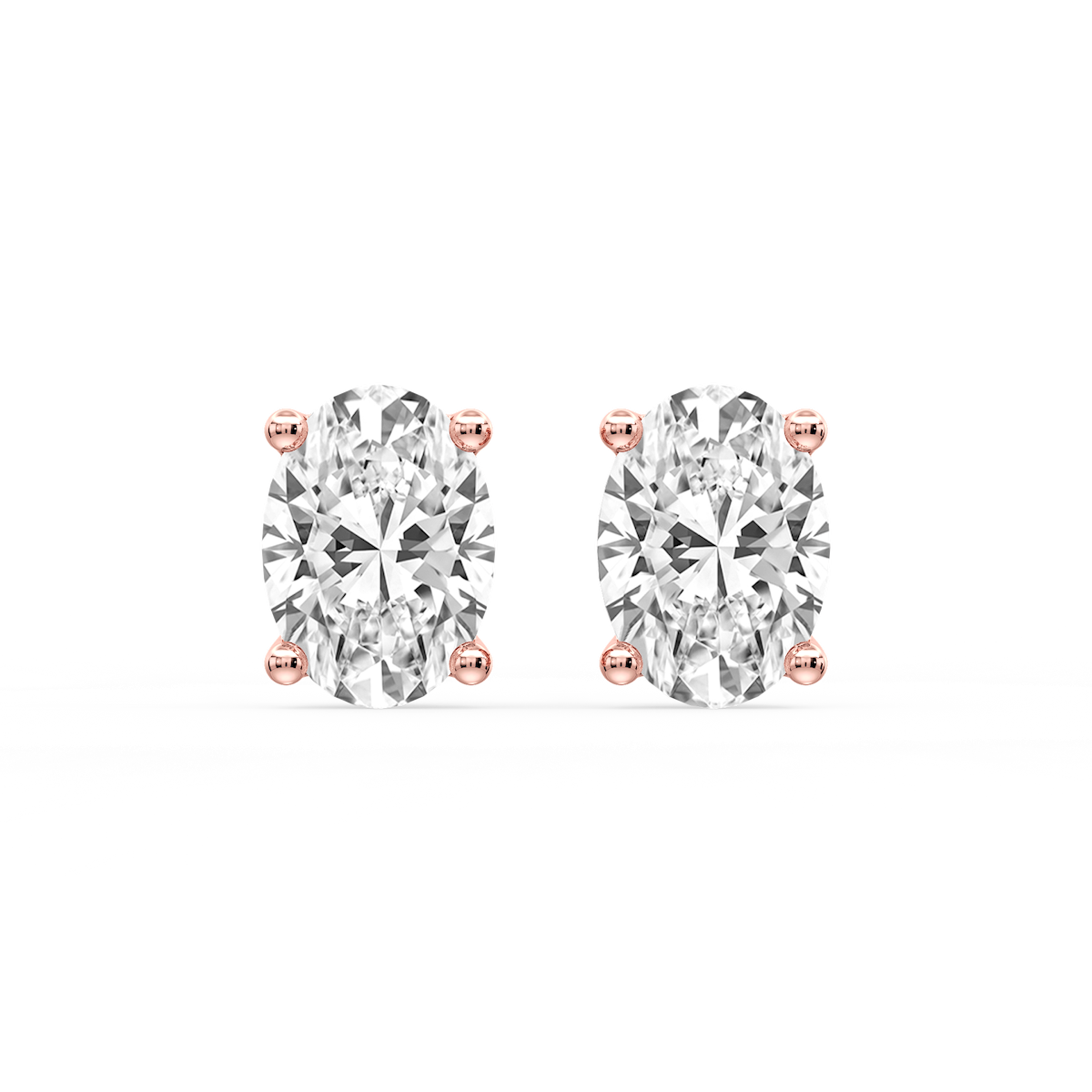 Oval Certified Lab Grown Diamond Classic Four Prong Guardian Back Stud Earrings