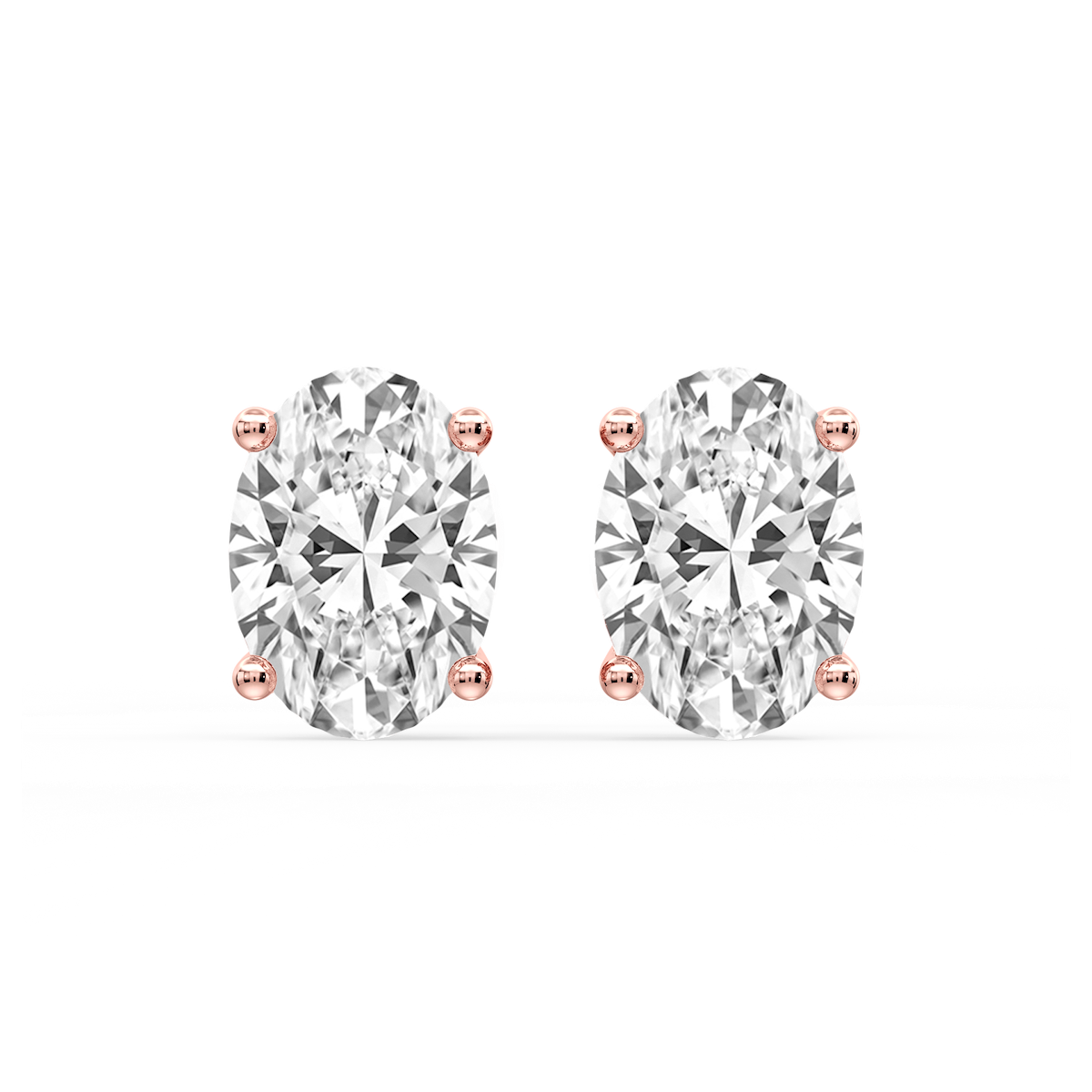 Oval Certified Lab Grown Diamond Classic Four Prong Guardian Back Stud Earrings