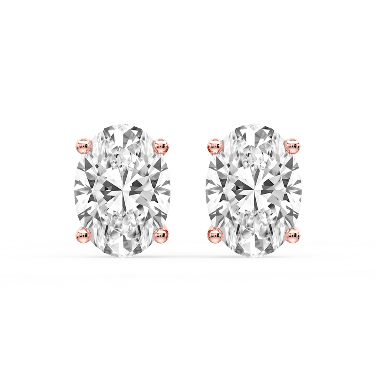Oval Certified Lab Grown Diamond Classic Four Prong Guardian Back Stud Earrings